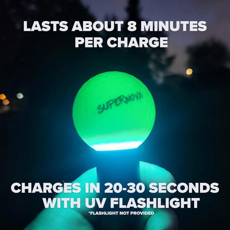 EVERYSWING GOLF Supernova Glow Golf Balls – Rechargeable by UV Flashlight for Night Play, Perfect for Night Golf and Dusk Rounds & Bright, Lasting Glow - Image 3